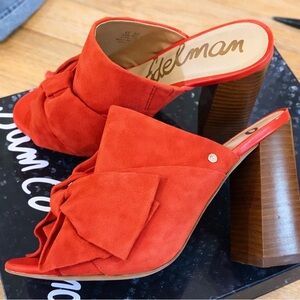 Sam Edelman Suede Block Heel Sandals – Blood Orange – Size 6.5 – Box Included